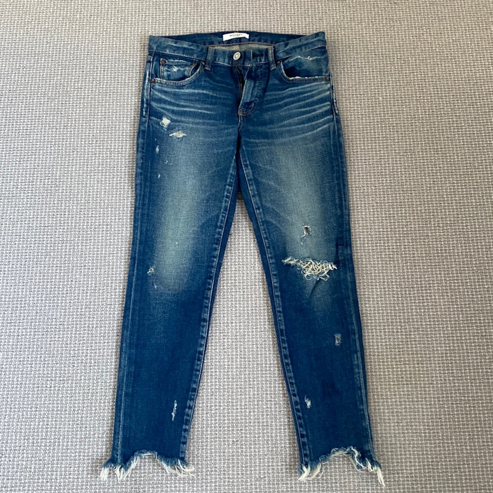 MOUSSY VINTAGE CROPPED SKINNY MID RISE JEAN.
